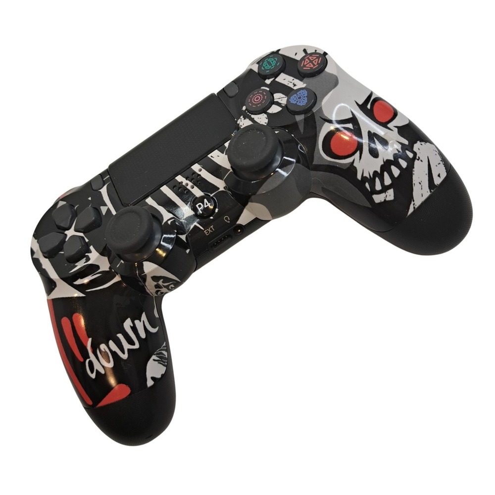 Third Party Wireless P4-4.0 Controller for PS4 Skull Graffiti Black Gamepad